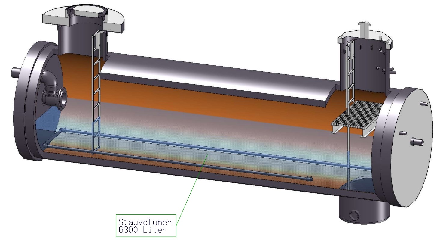 Referenz Vorlagebehälter belüftet Delbrück PE-HD Schacht liegend 2 Zeichnung 3D Planung